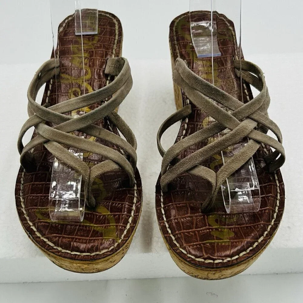 Sam Edelman Sz 8 Reana Taupe Suede Strappy Boho Neutral Earthy 3